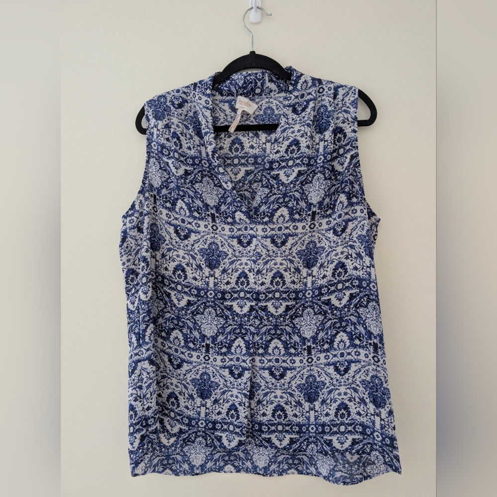 Laundry by Shelli Segal Blue & White Toile Print Blouse – Size Large
